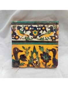 Azulejo árabe cenefa amarilla pájaros