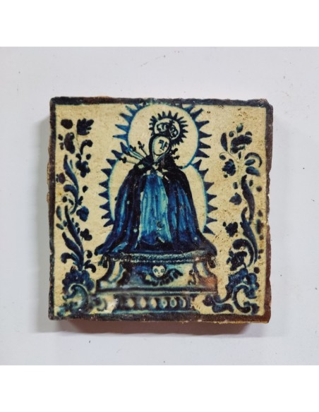 Azulejo religioso virgen azul