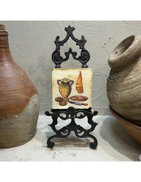 Azulejo Cocina Bodegón Cuchillo Vasija y Trapo