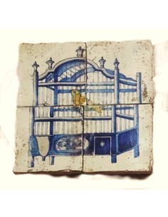 Azulejo pájaro jaula azul