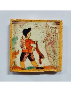 Azulejo oficio cazador conejo