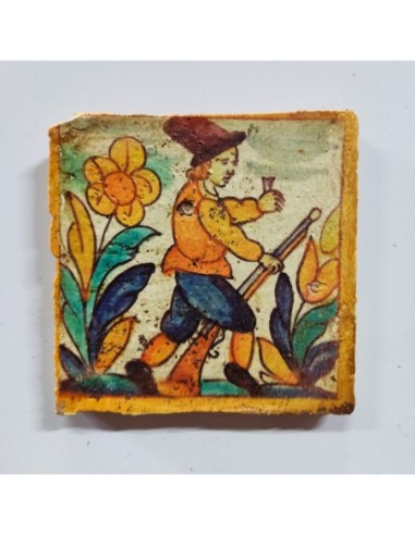 Azulejo oficio cazador flor1
