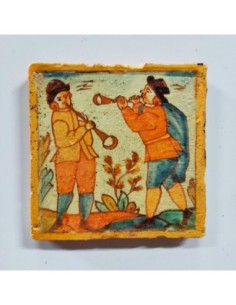 Azulejo oficio musicos trompetistas